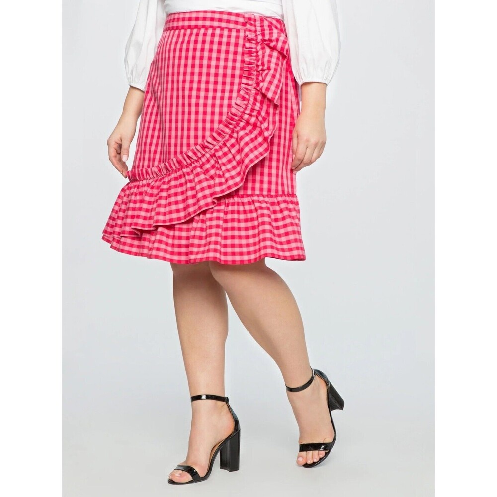 Draper James Pink Gingham Ruffle Wrap Skirt